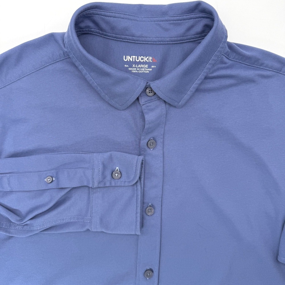 UNTUCKit Button Down Shirt Men XL Blue Cotton Jersey Long Sleeve Solid Casual